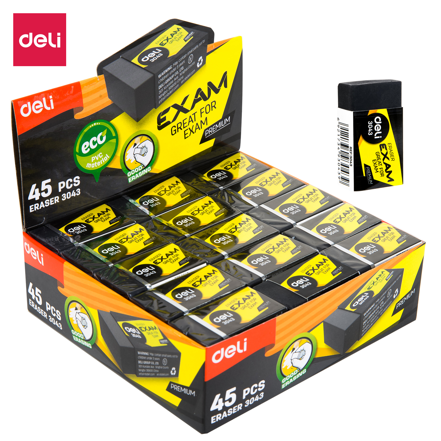 (E3043Â ) Exam Eraser Black Exam Eraser Black - Dust Free High Performance Eraser - Image 1